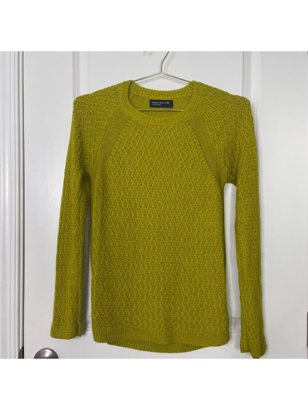 Jones New York Signature Womens Green Textured Knit Sweater Size M